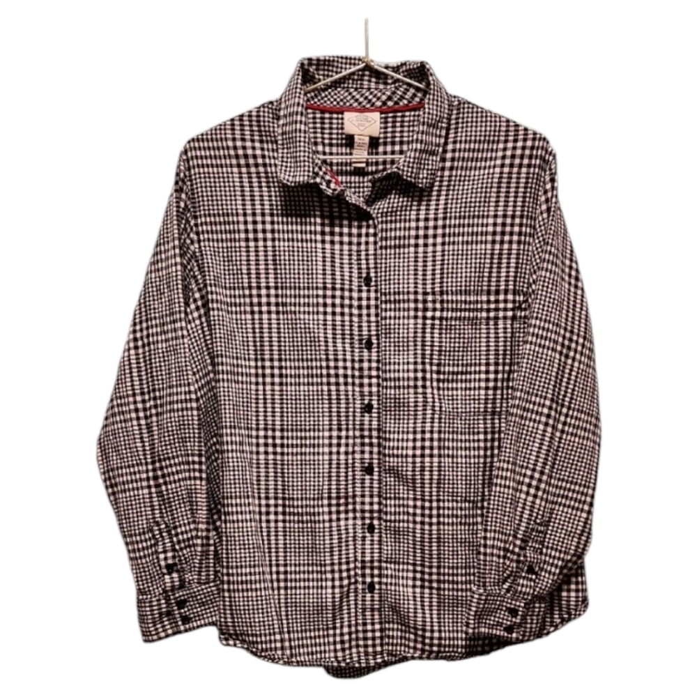 St. John's Bay Classic Cotton Black and White Checkered Shirt PXXL